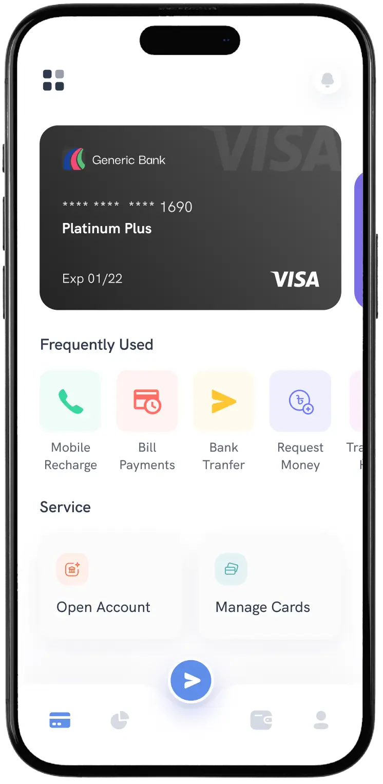 Mobile banking app interface